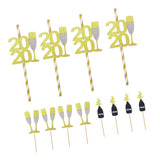 Max 12x Cake Topper 2020 Straws Goblet Cupcake Toppers Picks Sticks DIY Decor