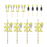 Max 12x Cake Topper 2020 Straws Goblet Cupcake Toppers Picks Sticks DIY Decor