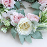 Max Artificial Flower Front Door Wall Wreath Garland Rose Wreath 45cm Pink