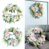 Max Artificial Flower Front Door Wall Wreath Garland Rose Wreath 45cm Pink