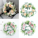 Max Artificial Flower Front Door Wall Wreath Garland Rose Wreath 45cm Pink