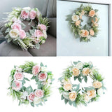 Max Artificial Flower Front Door Wall Wreath Garland Rose Wreath 45cm Pink