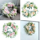 Max Artificial Flower Front Door Wall Wreath Garland Rose Wreath 45cm Pink