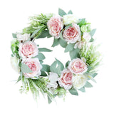Max Artificial Flower Front Door Wall Wreath Garland Rose Wreath 45cm Pink