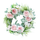 Max Artificial Flower Front Door Wall Wreath Garland Rose Wreath 45cm Pink
