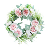 Max Artificial Flower Front Door Wall Wreath Garland Rose Wreath 45cm Pink