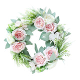 Max Artificial Flower Front Door Wall Wreath Garland Rose Wreath 45cm Pink