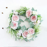 Max Artificial Flower Front Door Wall Wreath Garland Rose Wreath 45cm Pink