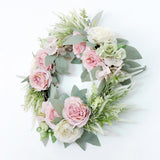 Max Artificial Flower Front Door Wall Wreath Garland Rose Wreath 45cm Pink