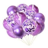 15x Latex Confetti Foil Balloons Wedding Birthday Hen Party Supplies Purple