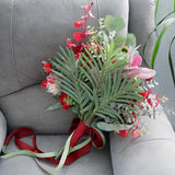 Max Artificial Flowers Bouquet Holding Flowers Home Office Decoration Wine Red