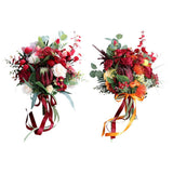 Max Artificial Flowers Bouquet Holding Flowers Home Office Decoration Wine Red