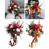 Max Artificial Flowers Bouquet Holding Flowers Home Office Decoration Wine Red