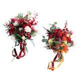 Max Artificial Flowers Bouquet Holding Flowers Home Office Decoration Wine Red