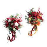 Max Artificial Flowers Bouquet Holding Flowers Home Office Decoration Wine Red