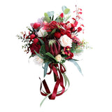 Max Artificial Flowers Bouquet Holding Flowers Home Office Decoration Wine Red