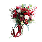 Max Artificial Flowers Bouquet Holding Flowers Home Office Decoration Wine Red