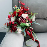 Max Artificial Flowers Bouquet Holding Flowers Home Office Decoration Wine Red