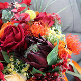 Max Artificial Flowers Bouquet Holding Flowers Home Office Decoration Orange Red