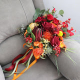 Max Artificial Flowers Bouquet Holding Flowers Home Office Decoration Orange Red