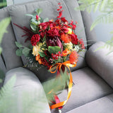 Max Artificial Flowers Bouquet Holding Flowers Home Office Decoration Orange Red