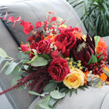 Max Artificial Flowers Bouquet Holding Flowers Home Office Decoration Orange Red