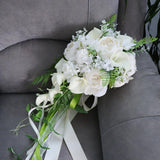 Max Artificial Calla Hand Bouquet Hand Tied Flower Wedding Party Ornament White