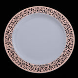 Max 6pcs Plastic Plates Disposable Dinnerware Dinner Wedding Dishes Rose Gold