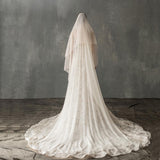 Max White 2 Tier Wedding Bridal Veil Elegant Cathedral Tulle Veil w/ Comb