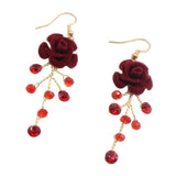 Max 1 Pair Bridal Crystal Earrings Cloth Rose Flower Earrings Handmade for Women