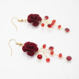 Max 1 Pair Bridal Crystal Earrings Cloth Rose Flower Earrings Handmade for Women