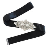 Max crystal rhinestone flower ribbon bridal wedding dress belt sash  Black