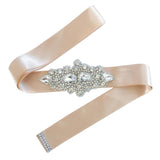 Max crystal rhinestone flower ribbon bridal wedding dress belt sash  Khaki