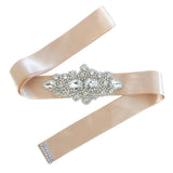 Max crystal rhinestone flower ribbon bridal wedding dress belt sash  Khaki