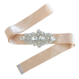Max crystal rhinestone flower ribbon bridal wedding dress belt sash  Khaki