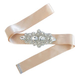Max crystal rhinestone flower ribbon bridal wedding dress belt sash  Khaki