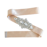 Max crystal rhinestone flower ribbon bridal wedding dress belt sash  Khaki