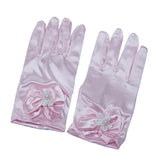Girls Princess Dress Up Gloves Wedding Bow Party Gloves Pink