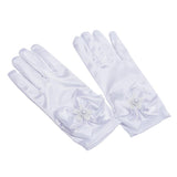Girls Princess Dress Up Gloves Wedding Bow Party Gloves White