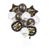 12x Happy New Year Balloons Sets Latex Confetti Home Party Decoration White