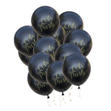 12 inch Latex Balloons Bulk Set 12 with 10M Ribbon for Party Black