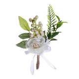 Max Romantic Wedding Party Bride Satin Flower Leaves Boutonniere Corsage