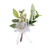 Max Romantic Wedding Party Bride Satin Flower Leaves Boutonniere Corsage