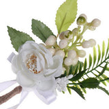 Max Romantic Wedding Party Bride Satin Flower Leaves Boutonniere Corsage