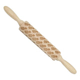 Max Maxb Wood Embossing Engraved Rolling Pin for Cookie Dough Baking Tool Xmas Pineapple