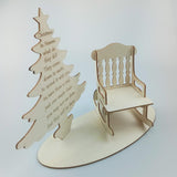 Max Wood Table Top Christmas Decoration Rocking Chair Miniature Christmas Tree