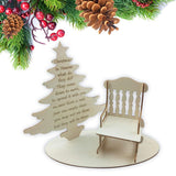 Max Wood Table Top Christmas Decoration Rocking Chair Miniature Christmas Tree