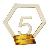 Maxbell Acrylic Wedding Table Numbers Hexagon Shape with Holder Base Table Decor 5