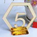 Maxbell Acrylic Wedding Table Numbers Hexagon Shape with Holder Base Table Decor 5