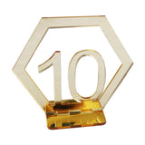 Maxbell Acrylic Wedding Table Numbers Hexagon Shape with Holder Base Table Decor 10